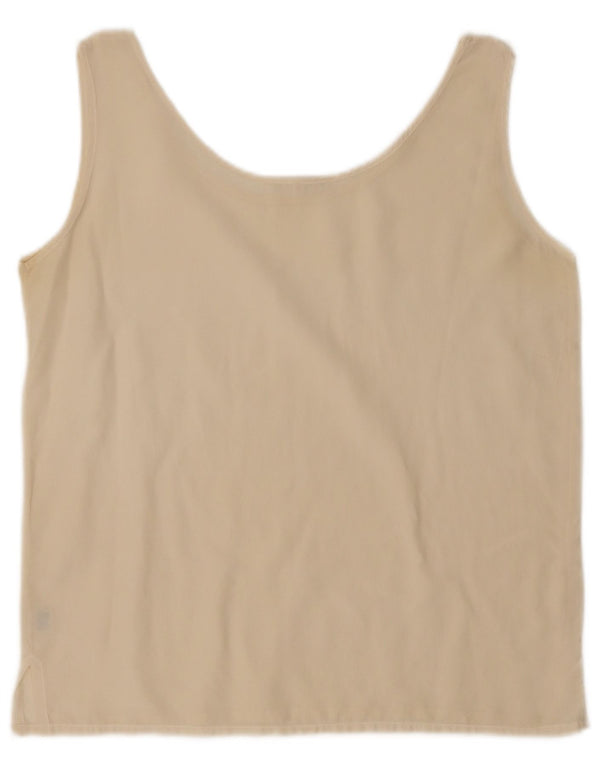 Vintage Womens Crop Vest Top UK 14 Medium Beige Silke