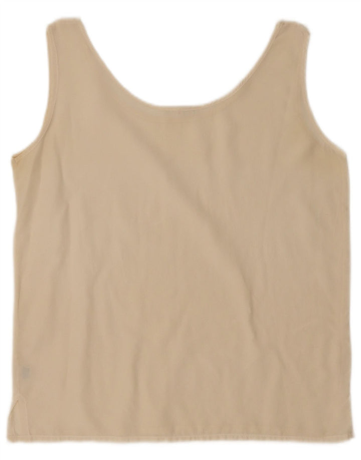 Vintage Womens Crop Vest Top UK 14 Medium Beige Silke