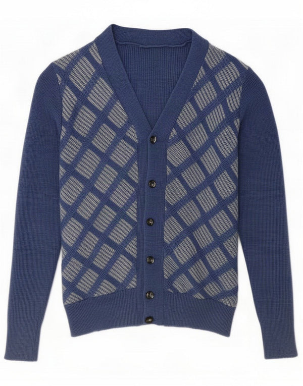 Vintage drenge cardigan sweater 6-7 år Blue Argyle/Diamond Retro