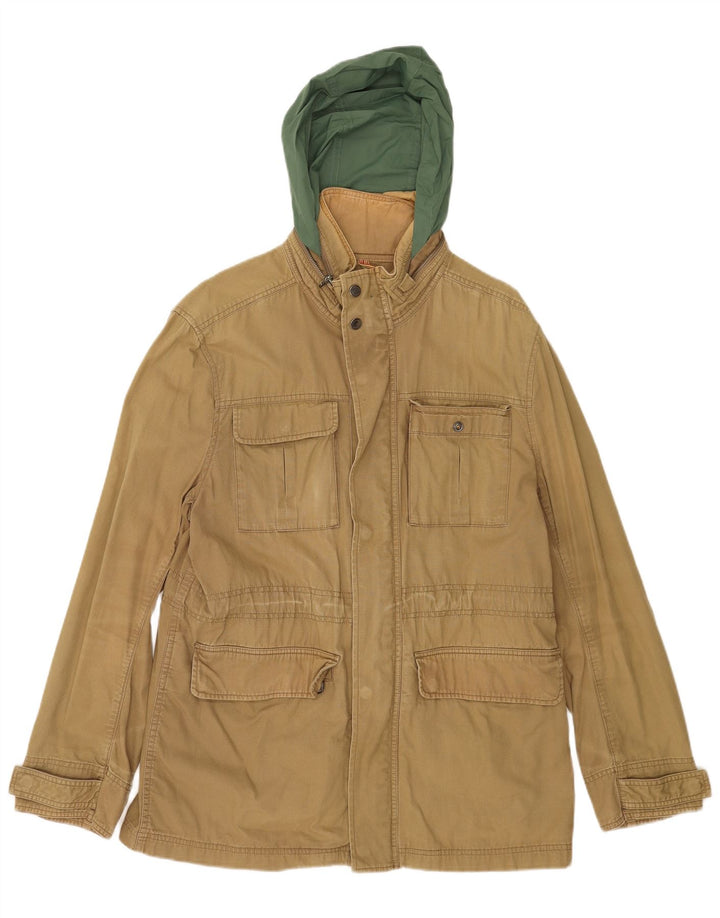 Timberland Herre Hooded Utility Jacket UK 40 Large Beige Cotton