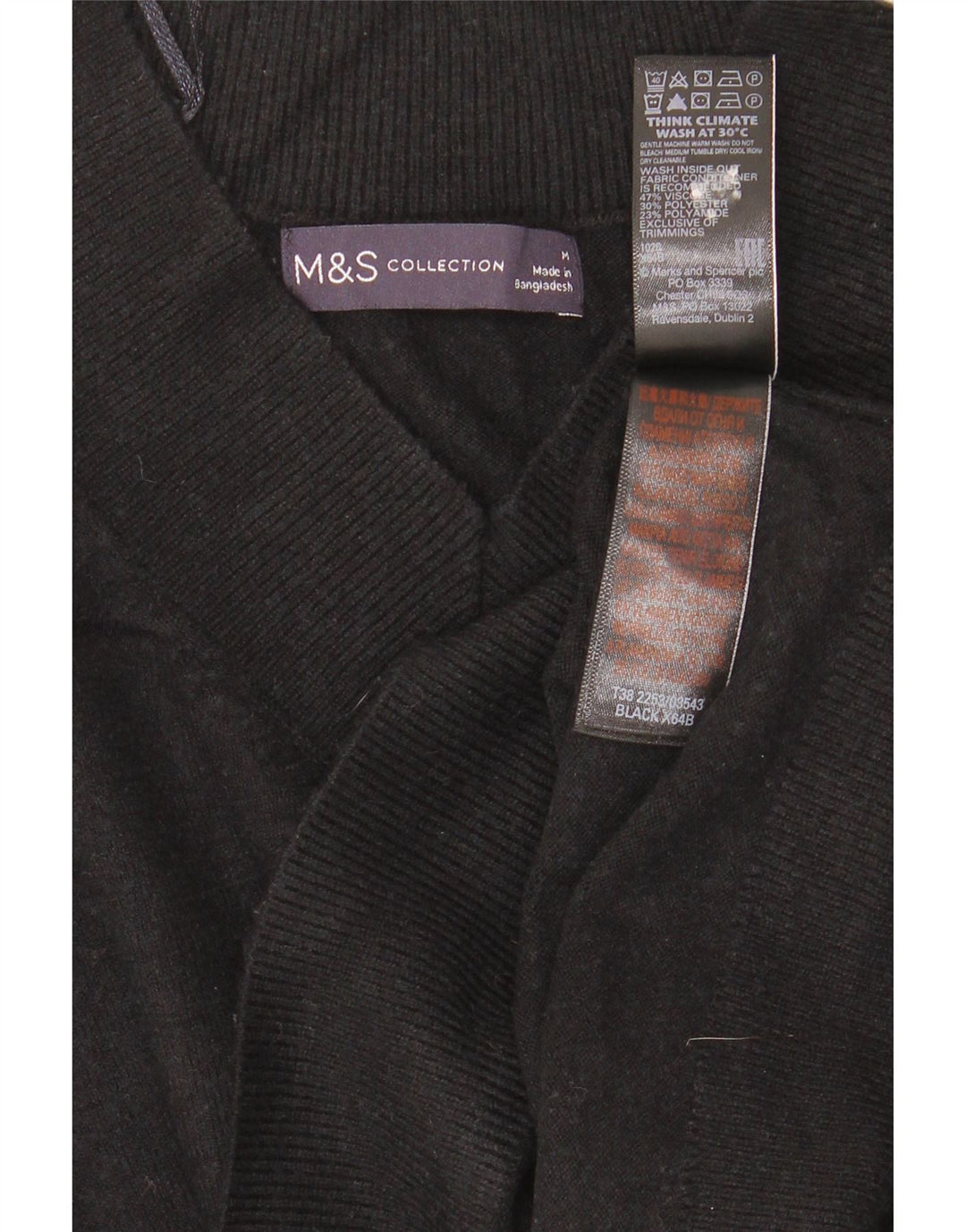 Marks & Spencer Dame V-hals sweater UK 14 Stor Sort Viscose
