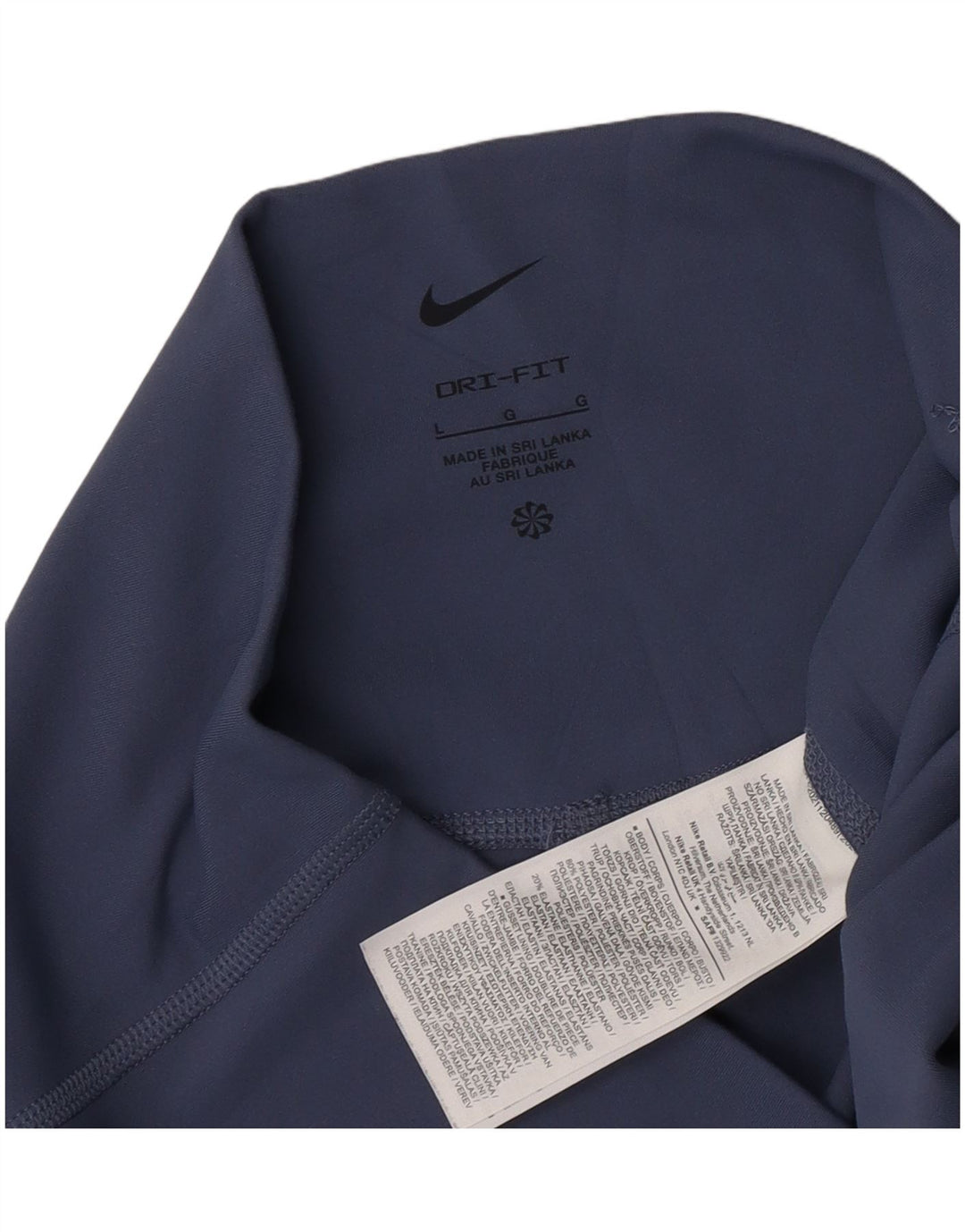 Nike Dame Dri Fit Leggings UK 14 Large Navy Blue Polyester
