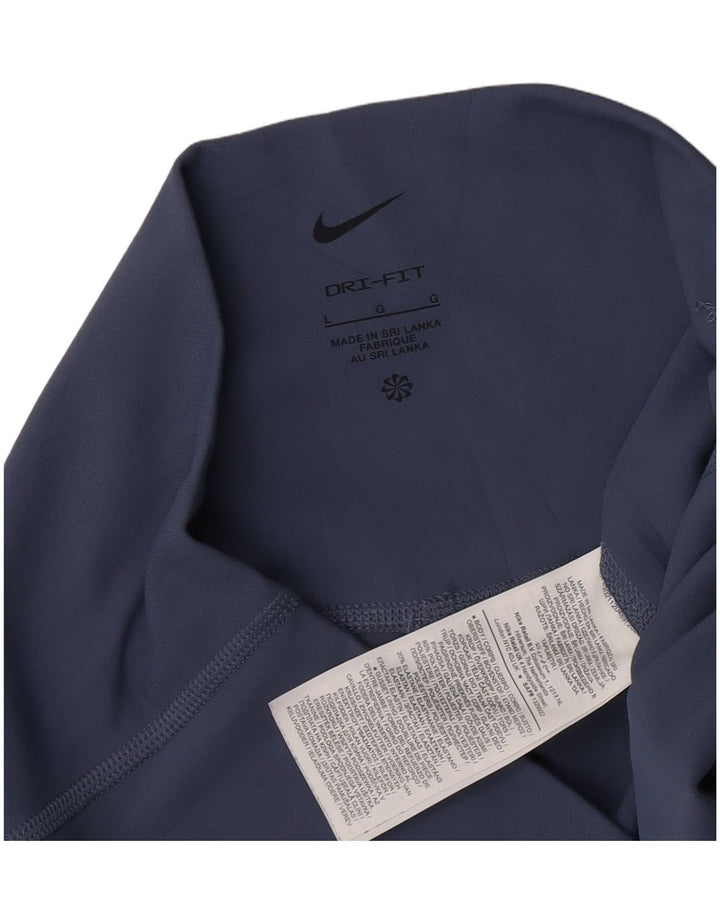 Nike Dame Dri Fit Leggings UK 14 Large Navy Blue Polyester