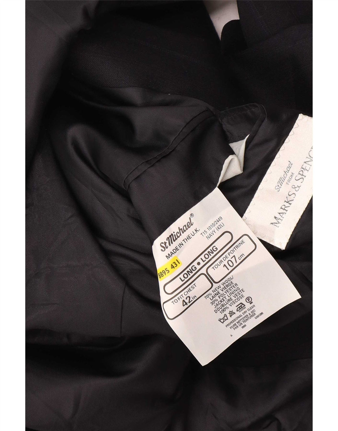 Marks & Spencer Herre Longline Blazer Jacket UK 42 Large Navy Blue Pinstripe