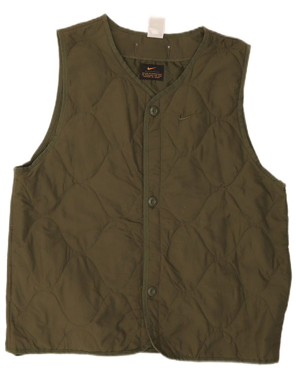 Nike Herre Therma-Fit Quiltet Gilet UK 36 Small Khaki Nylon