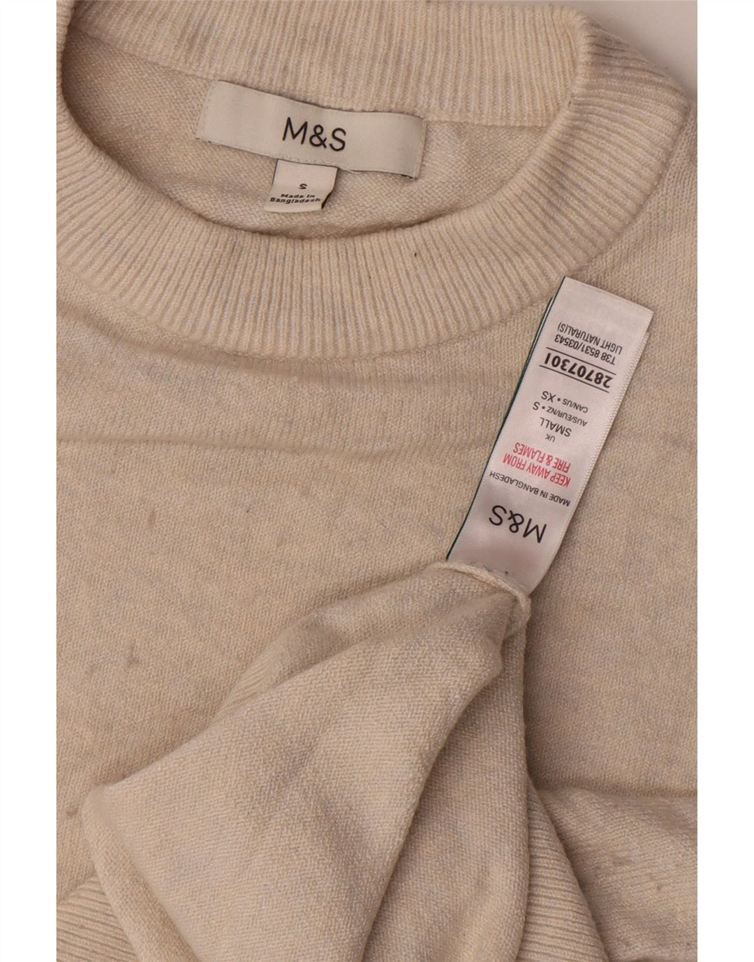 Marks & Spencer Dame sweater med rund hals DK 10 Lille beige polyester