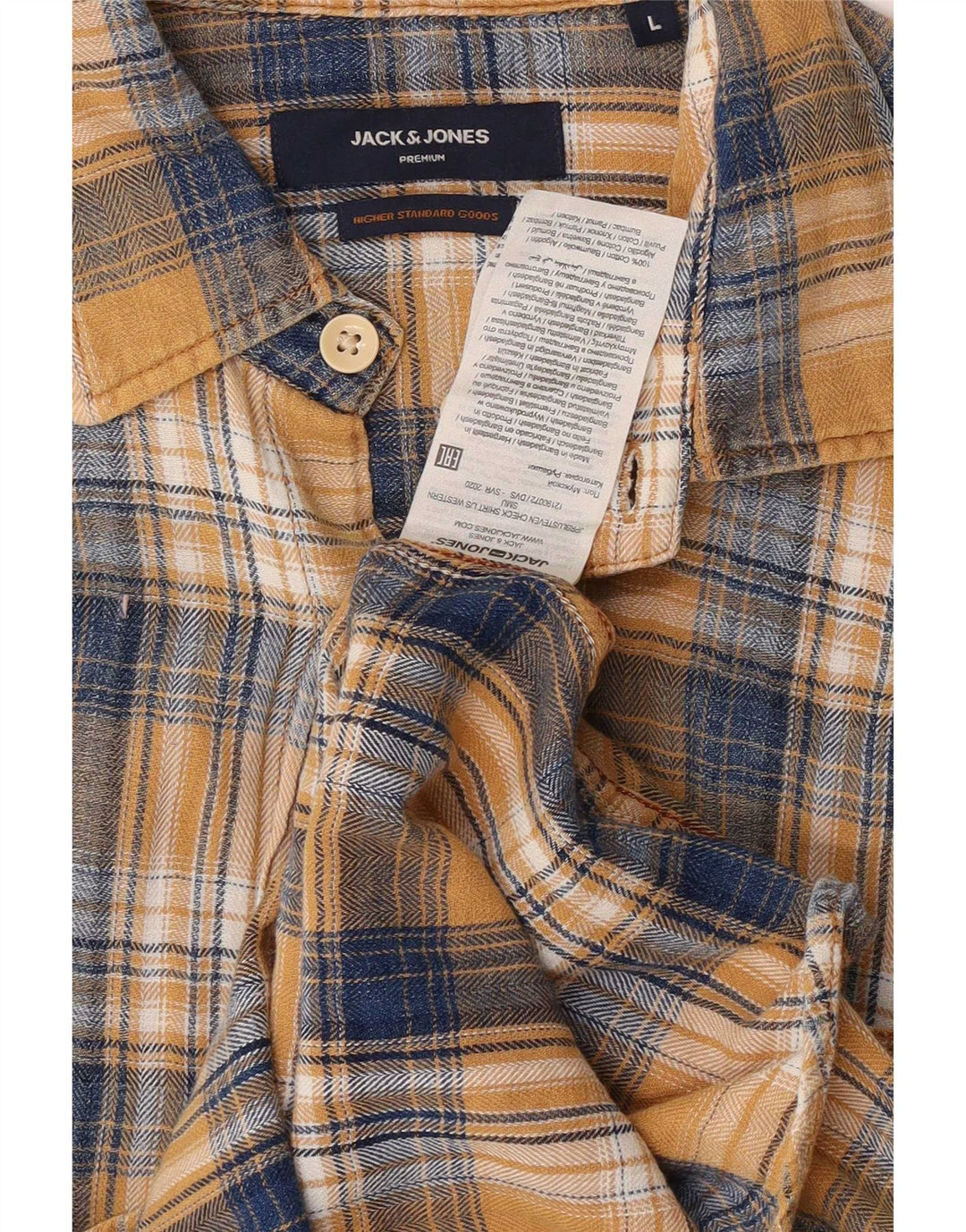 Jack & Jones Herre flannelskjorte Stor gul ternet bomuld