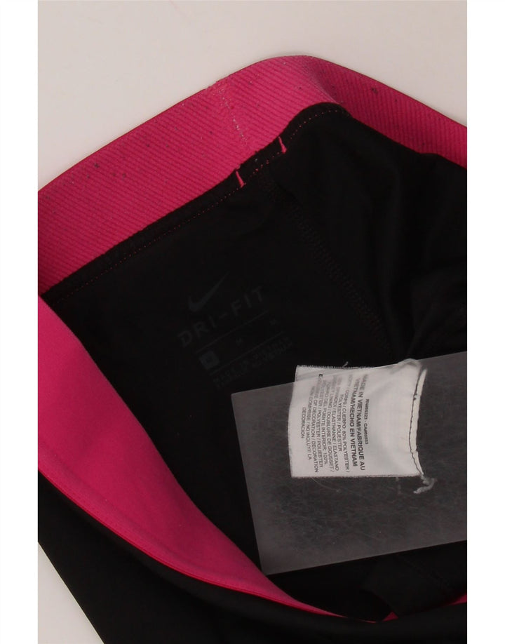 NIKE Dri Fit grafiske sportsshorts til kvinder UK 12 Medium Black Colourblock