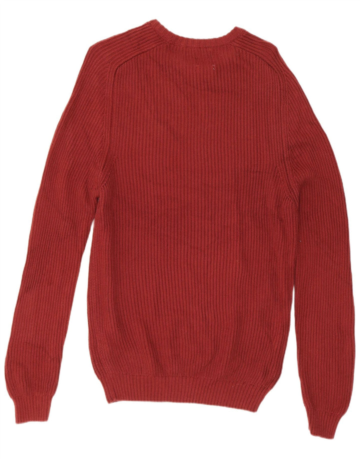 Zara Herre Boat Neck Jumper Sweater Medium Bourgogne Bomuld