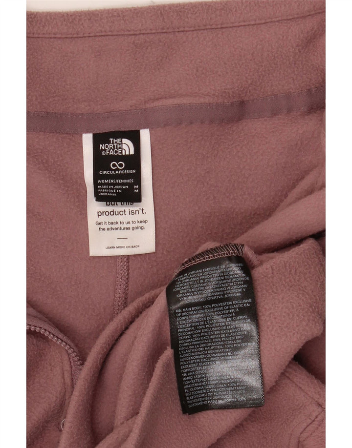 THE NORTH FACE Dame Crop Zip Neck Fleece Jumper UK 14 Medium Pink