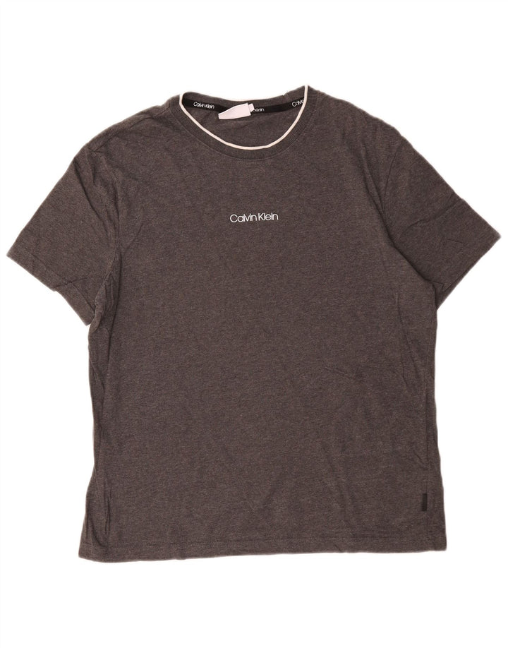 Calvin Klein Herre Grafisk T-Shirt Top Stor Grå Bomuld