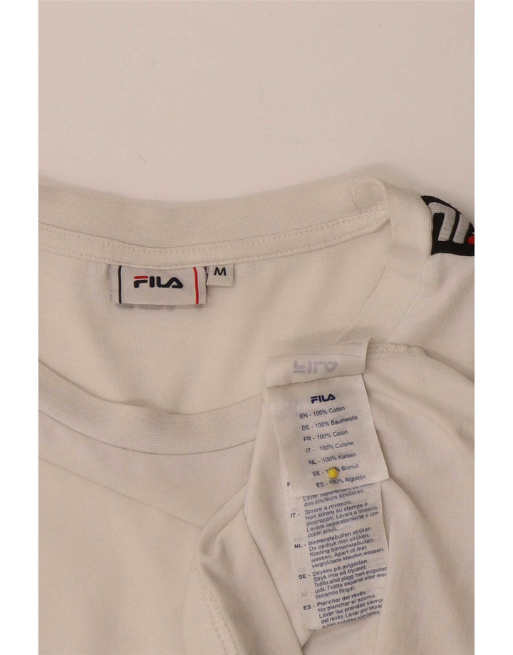 Fila Herre Grafisk T-Shirt Top Medium Hvid Bomuld