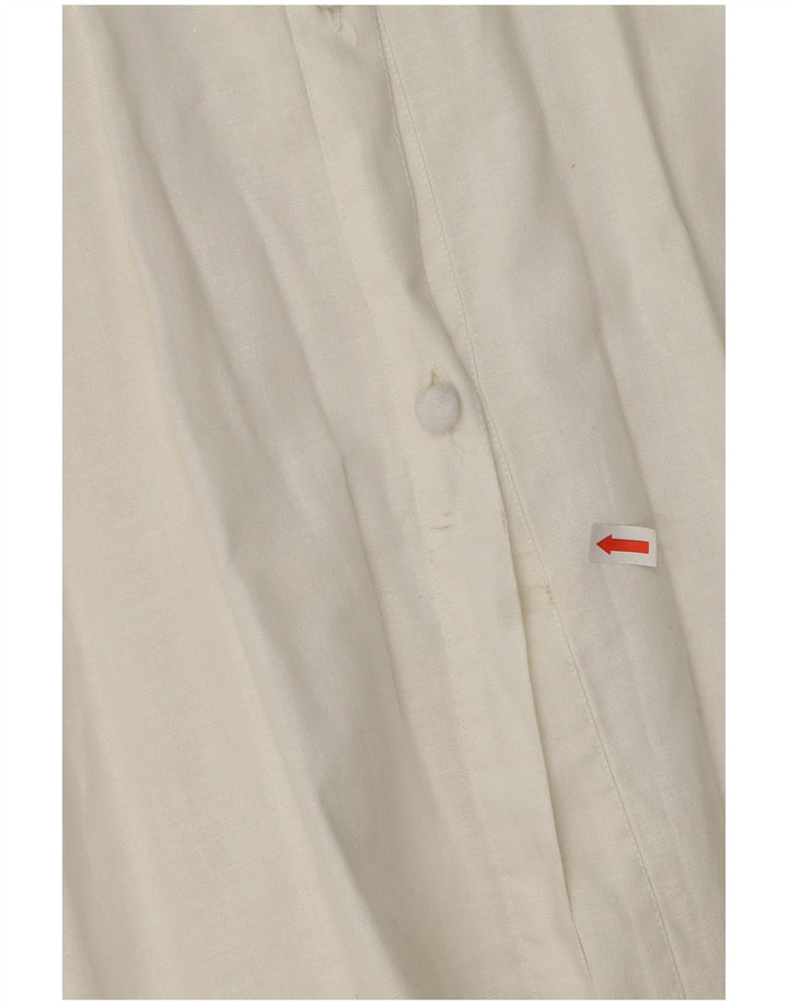 VINTAGE skjortebluse med 3/4 ærmer til kvinder UK 14 Medium White Floral