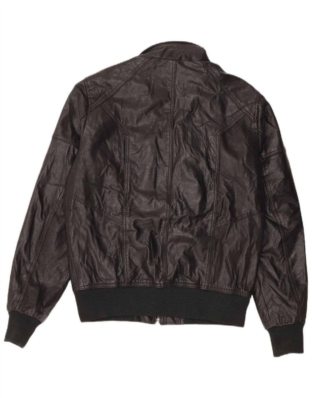 Jack & Jones Herre Læder Bomber Jacket UK 36 Lille sort læder