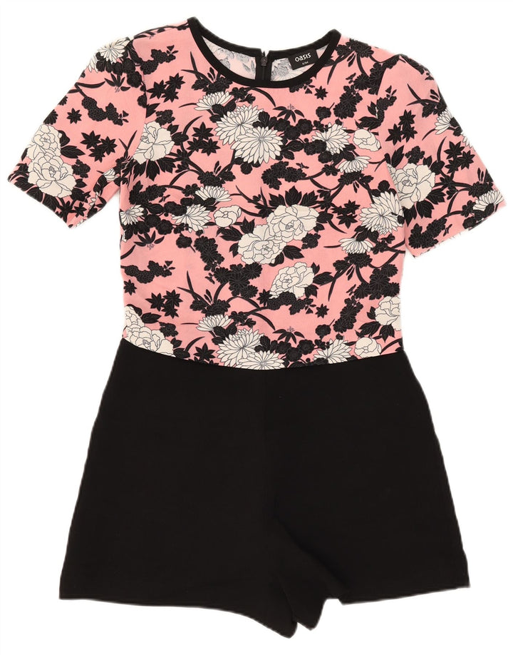 Oasis Dame Kortærmet Playsuit UK 8 Small Pink Floral