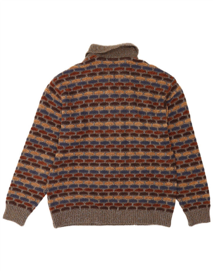 Bramante herre polo hals sweater stor flerfarvet geometrisk uld