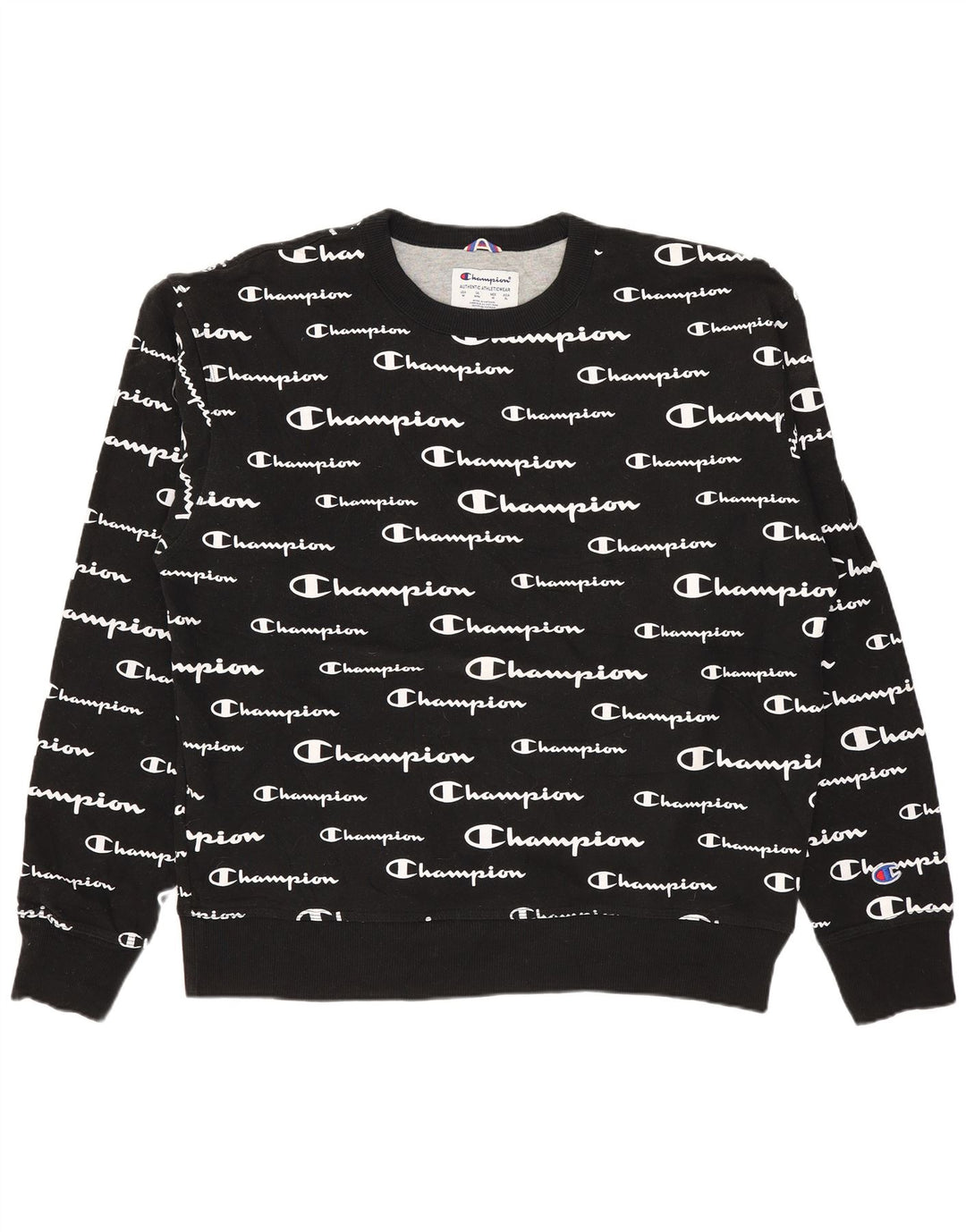 Champion Herre Grafisk Sweatshirt Jumper Medium Sort Bomuld