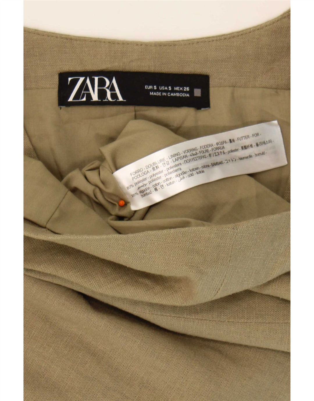 Zara Damevest UK 10 Small Khaki Polyester