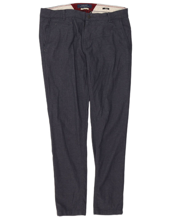 Zara Herre Slim Fit Chinobukser EU 44 Large W34 L32 Marineblå Bomuld