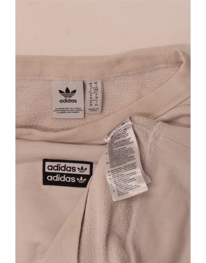 Adidas Dame Oversized Sweatshirt Jumper UK 10 Small White Bomuld
