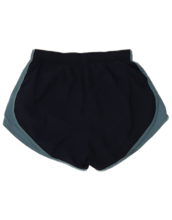 Nike Dame Dri Fit sportsshorts UK 8 Small Navy Blue Colourblock