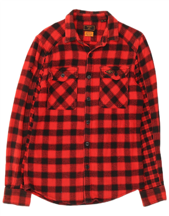 Superdry Herre Slim Fit Lumberjack Flanel Shirt Medium Red Gingham Cotton
