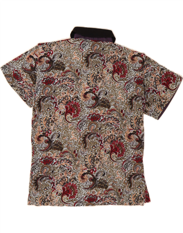 VINTAGE Mens Polo Shirt Medium Multicoloured Floral Vintage Vintage and Second-Hand Vintage from Messina Hembry 
