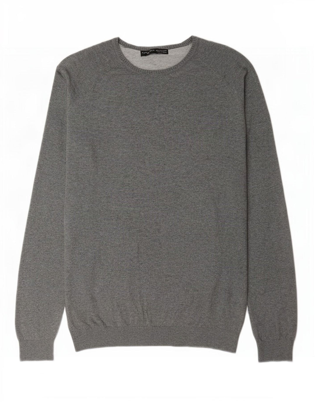 Zara Herre sweater med rund hals XL Grå bomuld