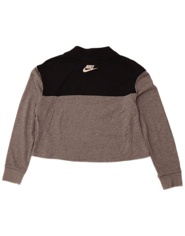 NIKE Girls Crop Standard Fit Sweatshirt Jumper 13-14 år XL Grå