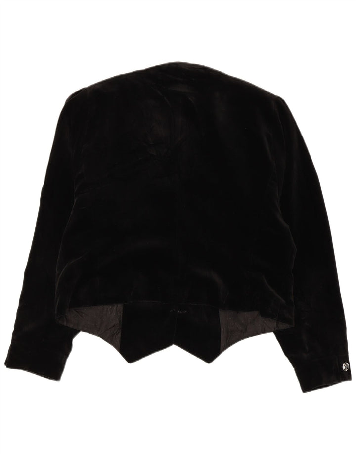 HAMMERSCHMID Womens Velvet 3 Button Blazer Jacket EU 42 Large Black Cotton