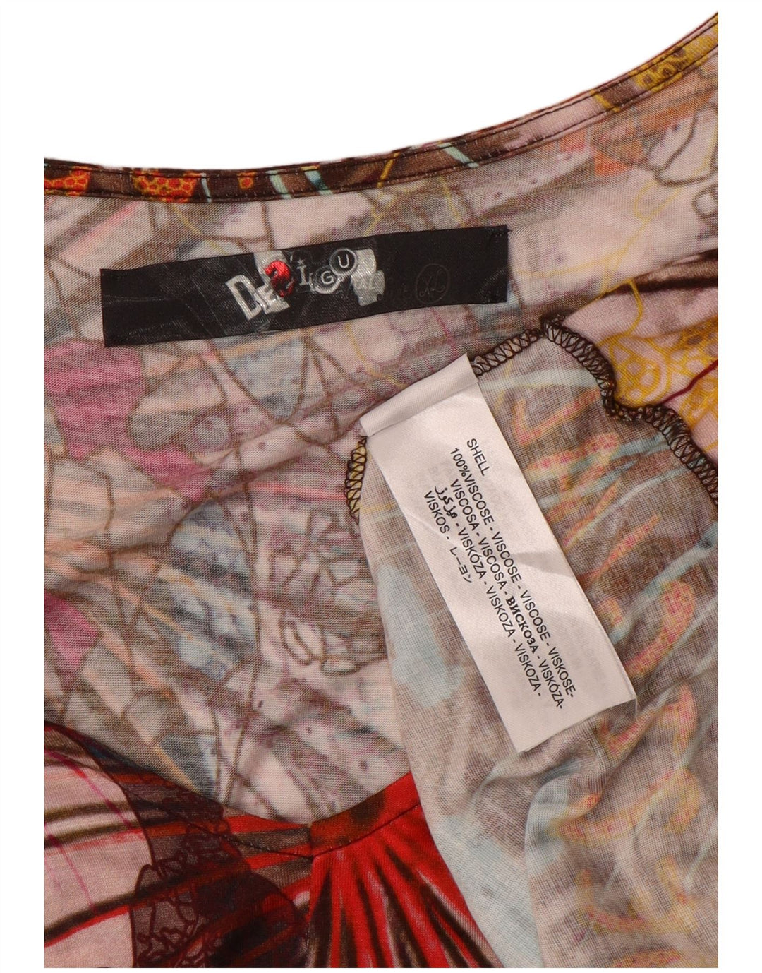 Desigual Dame Bluse Top UK 18 XL Flerfarvet Patchwork Viscose