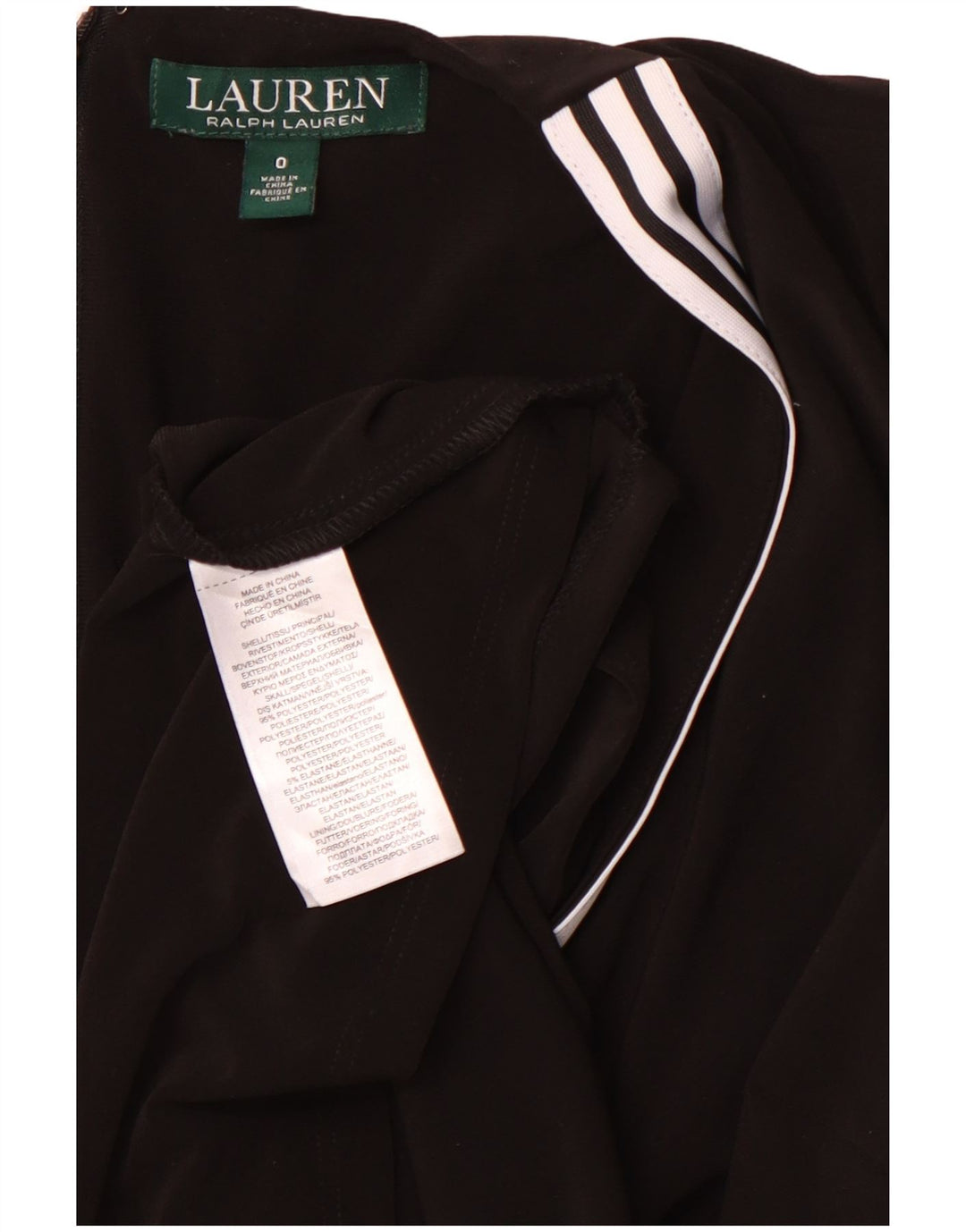 RALPH LAUREN 3/4-ærmet slå-om-kjole til kvinder US 0 XS sortstribet polyester