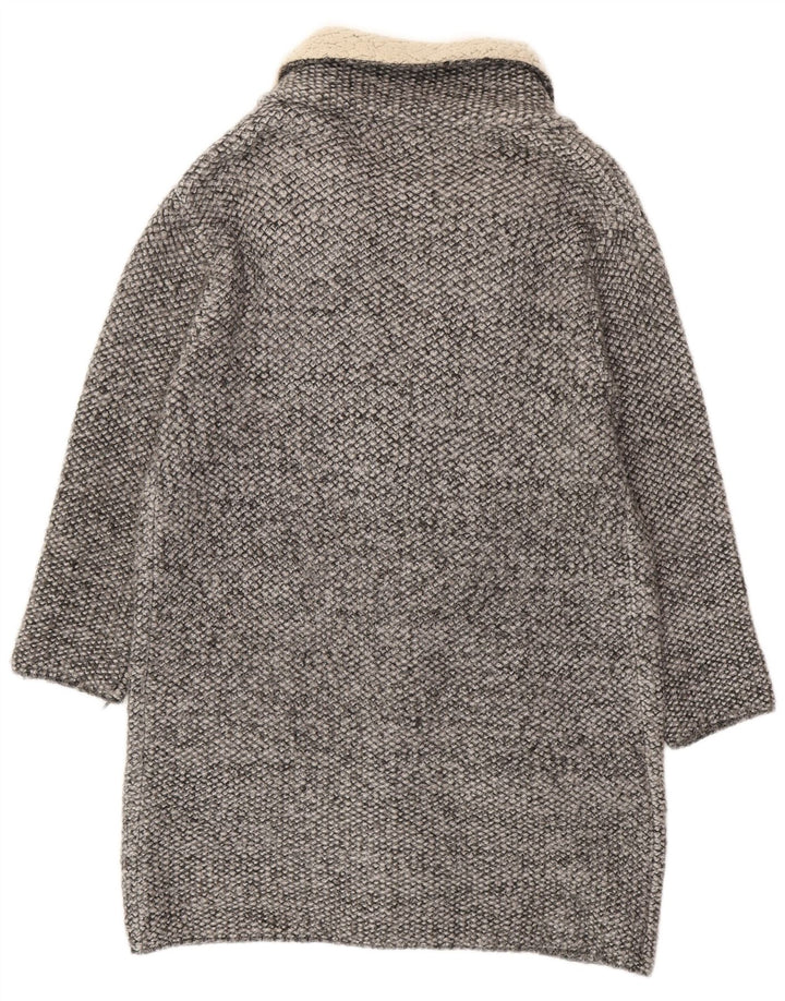 Zara Womens Oversized Open Overcoat UK 14 Medium Grey Colourblock Acryl
