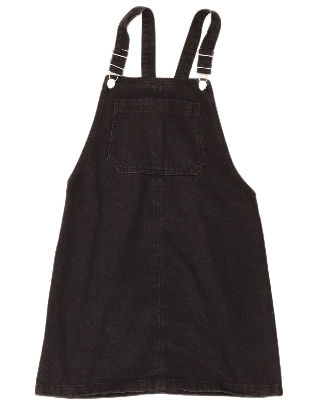 Topshop Dame Denim Dungaree Dress UK 8 Small Black Polyester