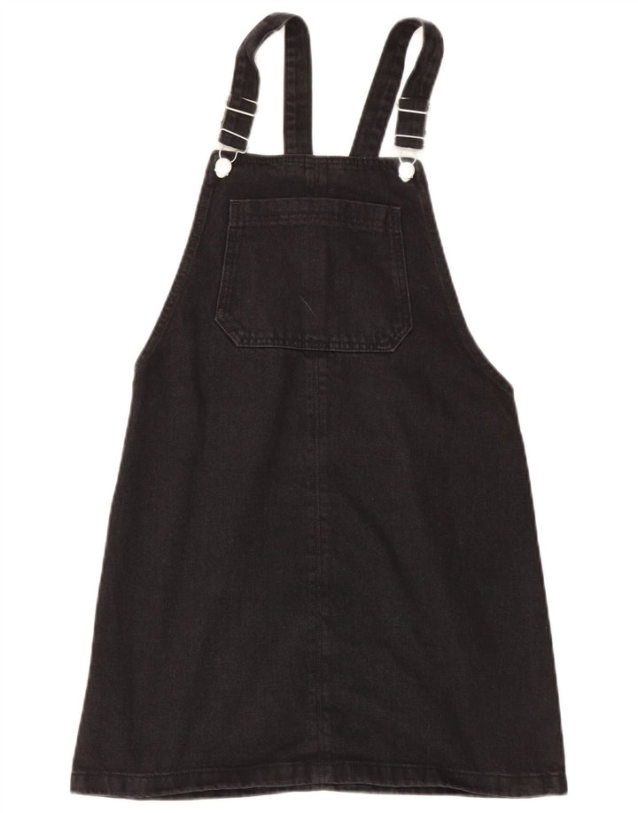 Topshop Dame Denim Dungaree Dress UK 8 Small Black Polyester
