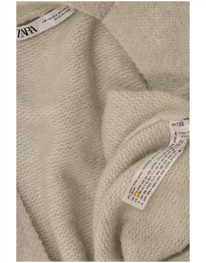 Zara Womens Oversized Longline Open Cardigan Sweater UK 6 XS Grå Polyester