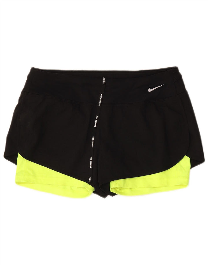 Nike Dame Dri Fit sportsshorts UK14 Medium Sort Colourblock
