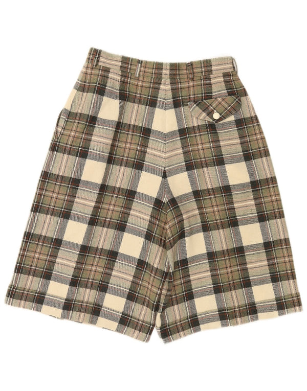 Wichele Womens High Waist Pegged Chino Shorts UK 12 Medium W26 Khaki Check