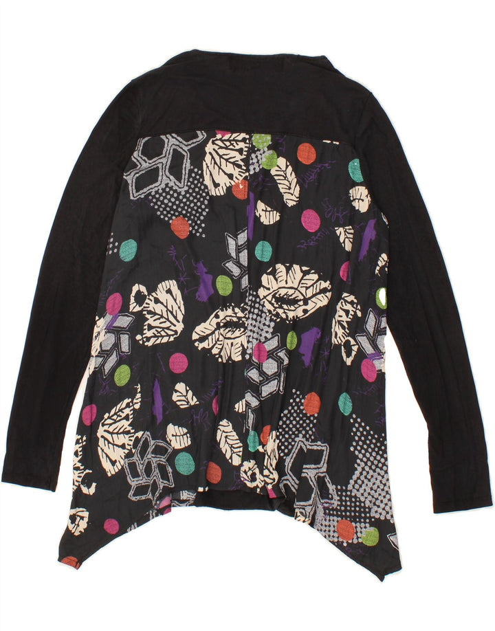 DESIGUAL Womens Abstract Pattern Tunic Top UK 10 Small Black Vintage Desigual and Second-Hand Desigual from Messina Hembry 