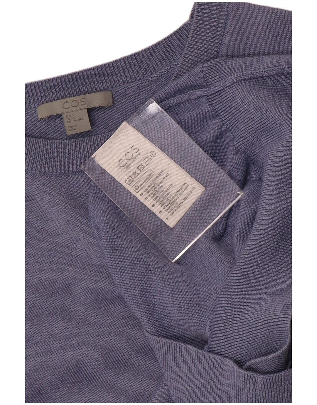 Cos Dame Oversized Boat Neck Jumper Sweater UK 10 Small Blue Wool