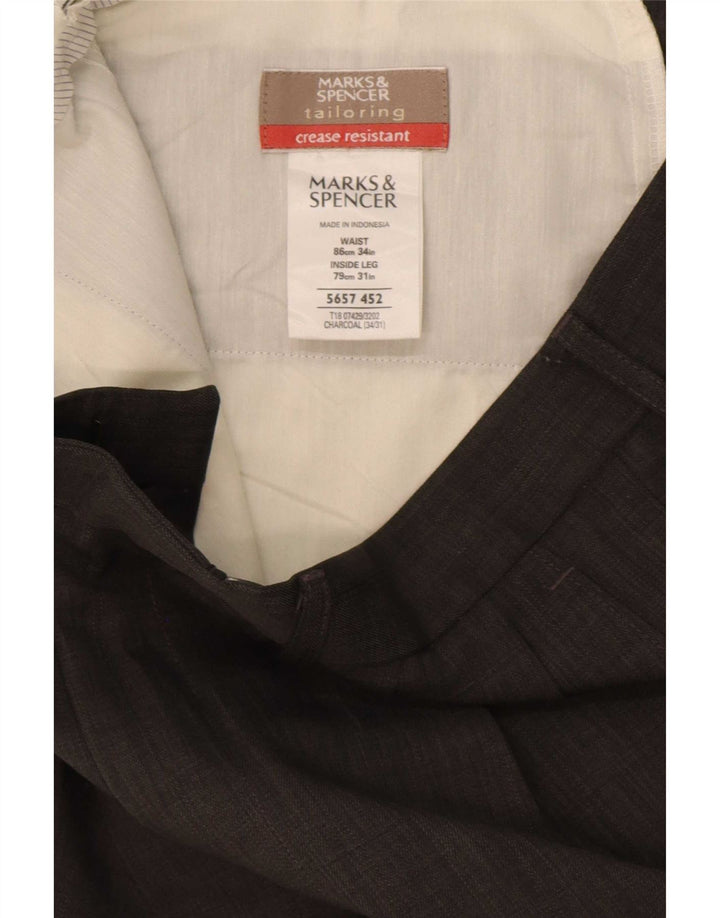 Marks & Spencer Herre Pegged Suit Bukser W34 L31 Grå Polyester
