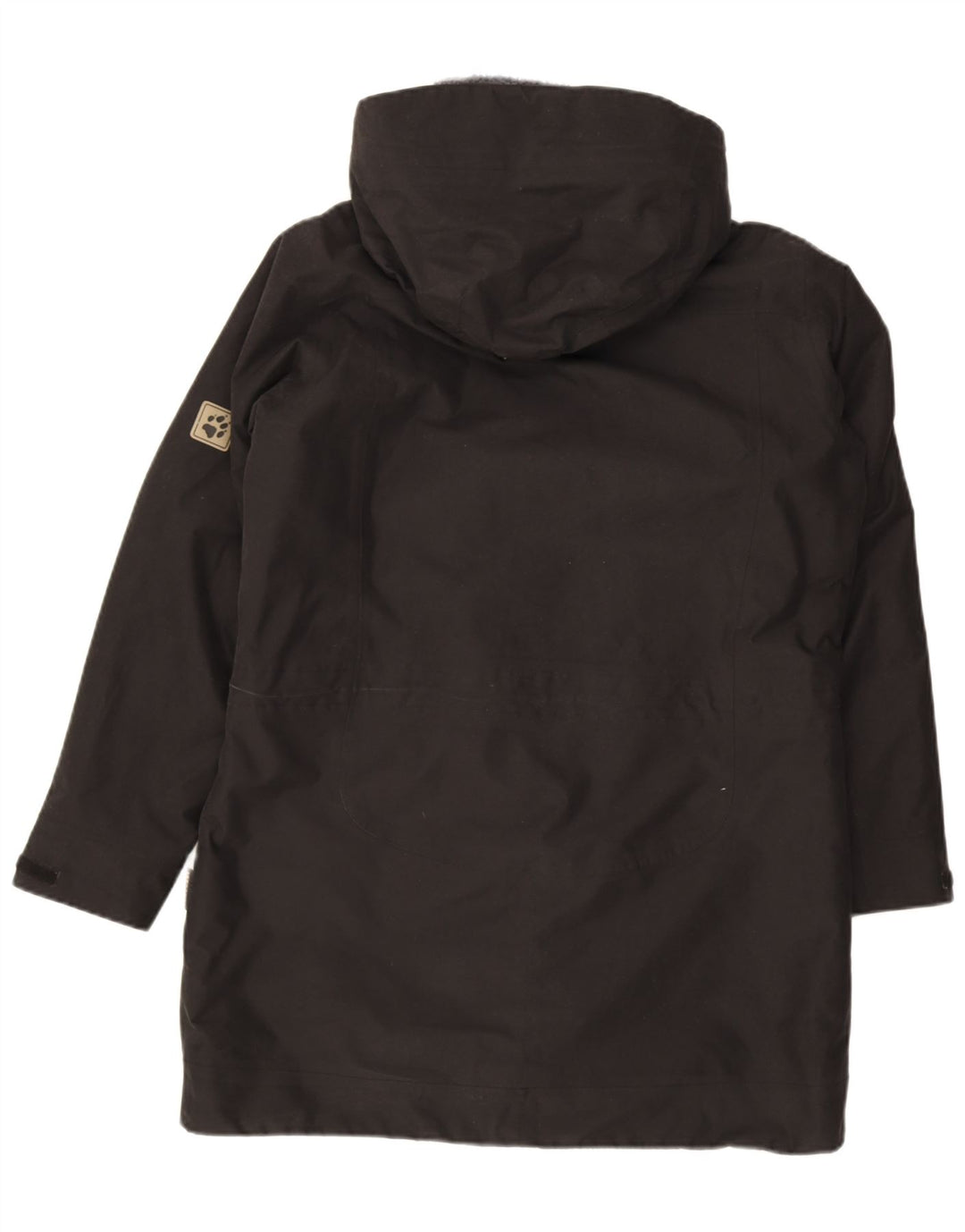 Jack Wolfskin Dame Hooded Windbreaker Coat UK 16 Large Black Polyester