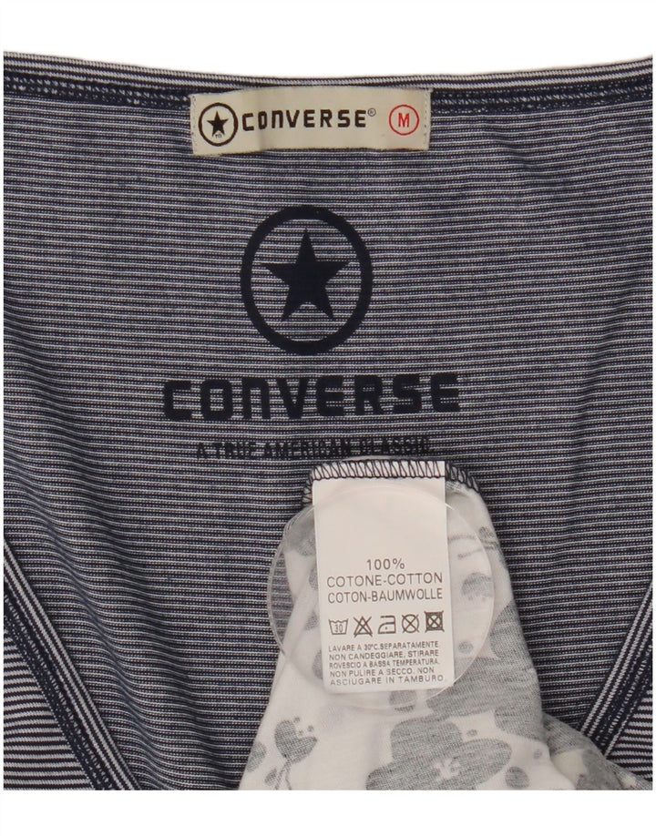 CONVERSE Dame ærmeløs bluse Top UK 12 Mellem marineblå blomster bomuld