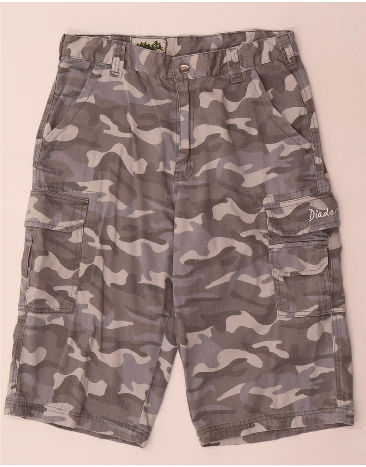 Diadora Herre Cargo Shorts W34 Stor Grå Camouflage Bomuld