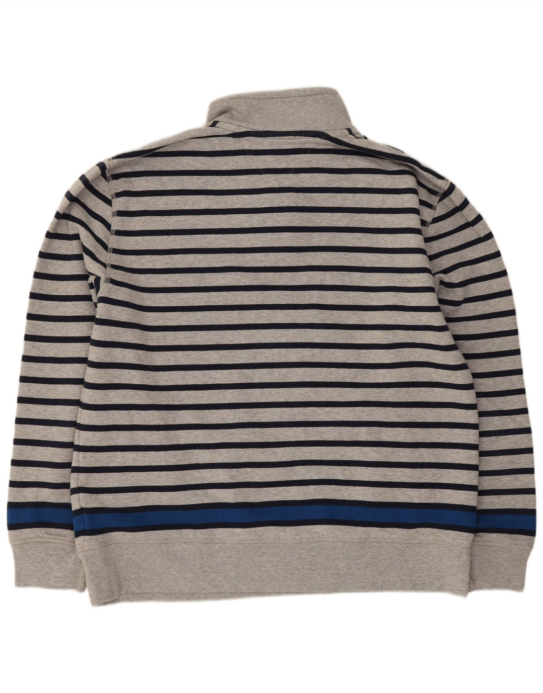 Tommy Hilfiger Herre Zip Neck Sweatshirt Jumper Stor Grå Stribet Bomuld
