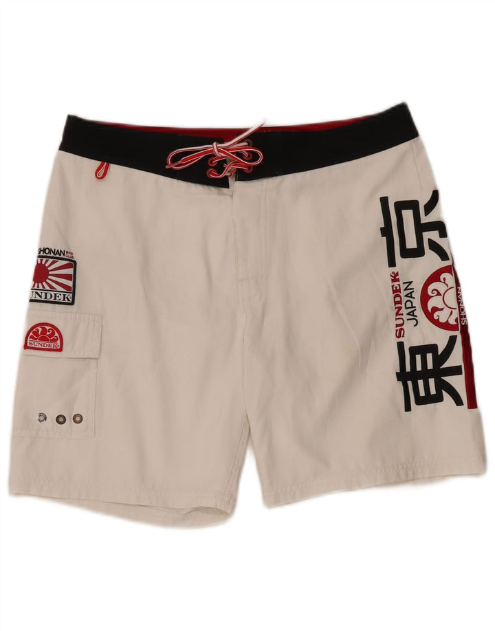 Sundek Herre Grafiske Badeshorts Stor Hvid Polyester