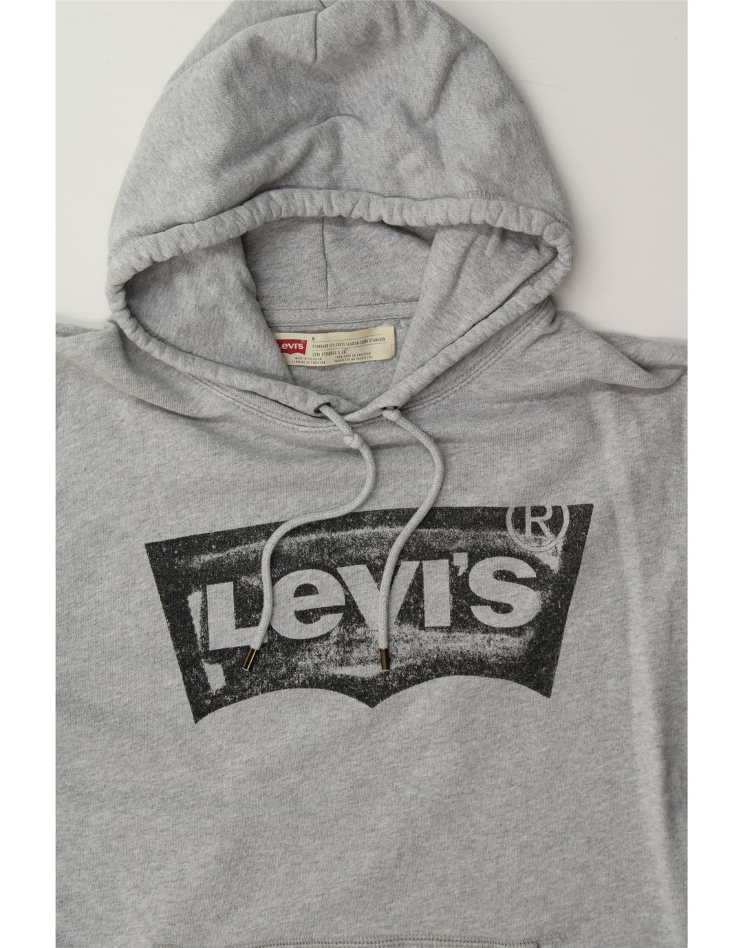 LEVI'S Mens Graphic Standard Fit Hoodie Jumper Medium Grey Cotton Vintage Levi's and Second-Hand Levi's from Messina Hembry 