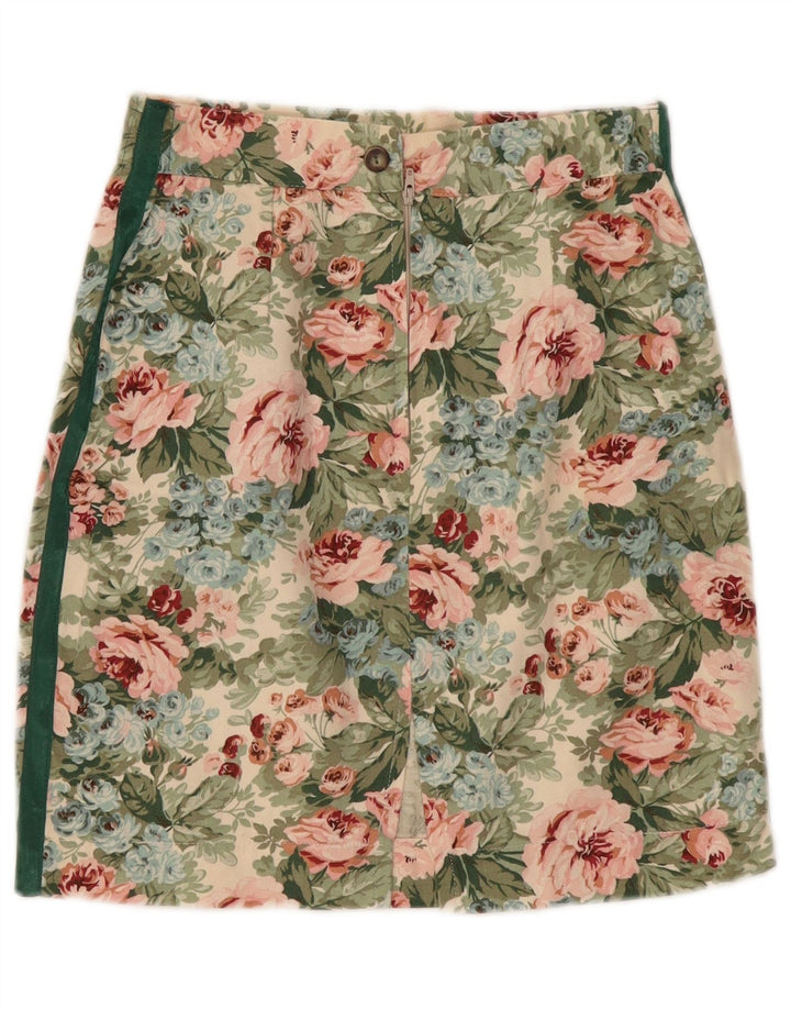 Vintage dame mini nederdel lille W26 flerfarvet blomster