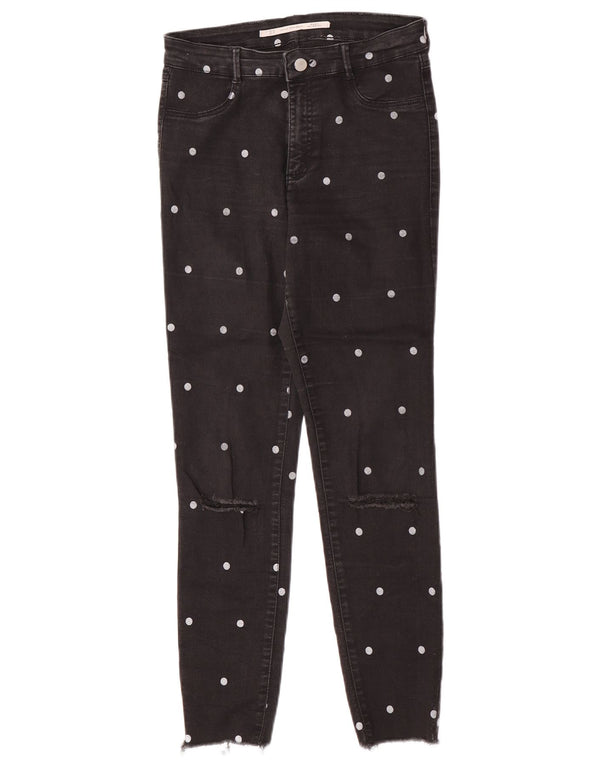 Zara Dame Trafaluc Jegging Jeans EU 40 Medium W30 L27 Sort Plettet