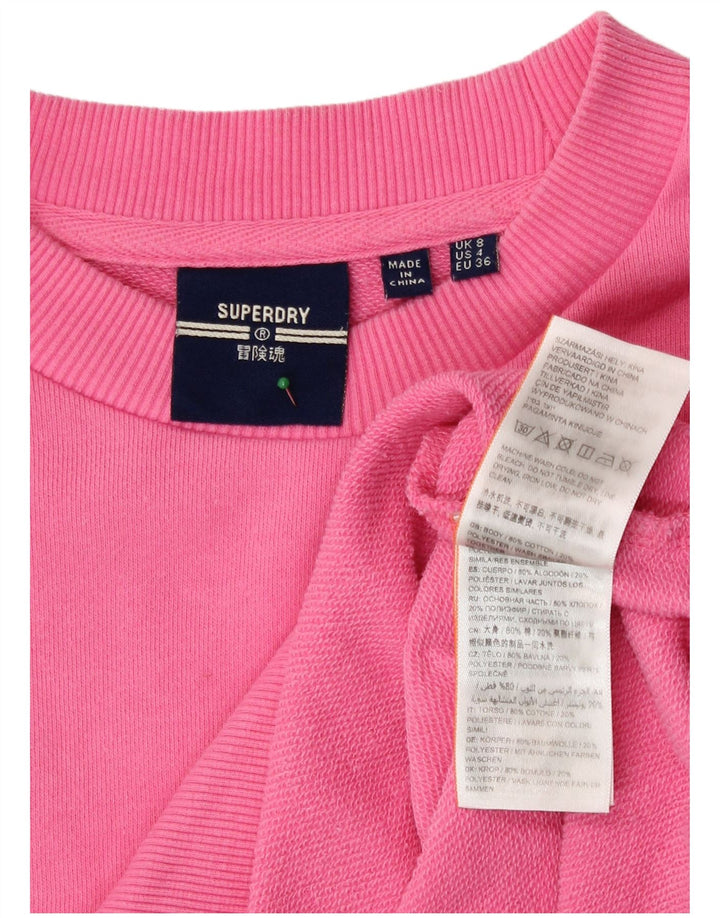 Superdry Womens Oversized Sweatshirt Jumper UK 8 Small Pink Bomuld